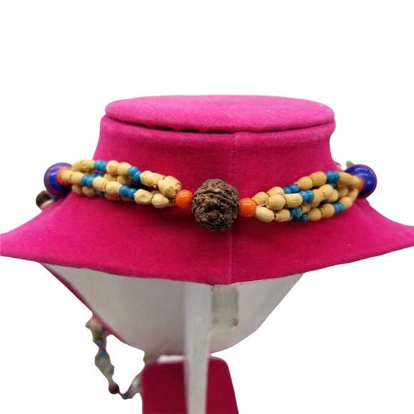 Vintage Mini Snail Shell Bead Nut Necklace Lei Luau 34" Blue Purple Orange White - Picture 8 of 8